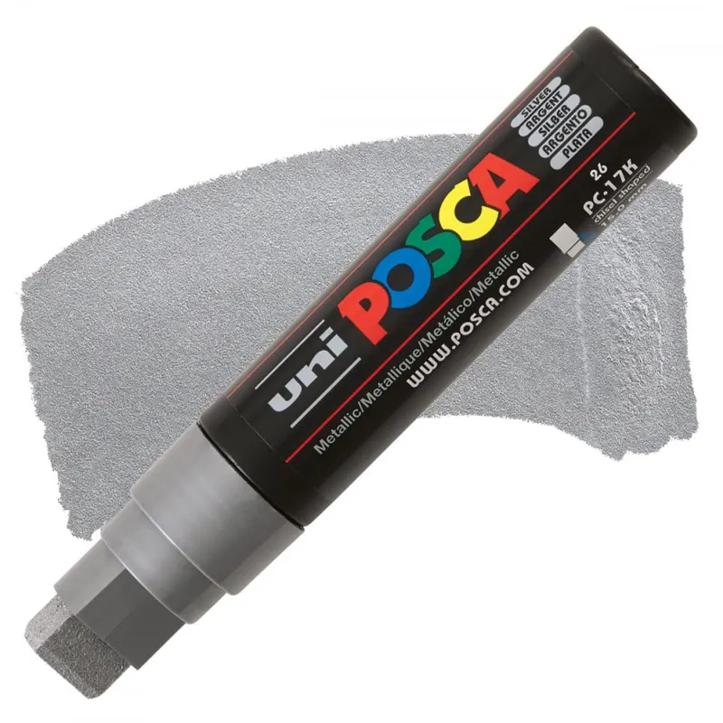 Marker UNI PC-17K Posca,15.0 mm,varf tesit,argintiu
