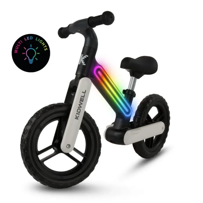 Bicicleta Kidwell SUNO, echilibru, fara pedale, led, alb/negru KID707148 — imaginea 3