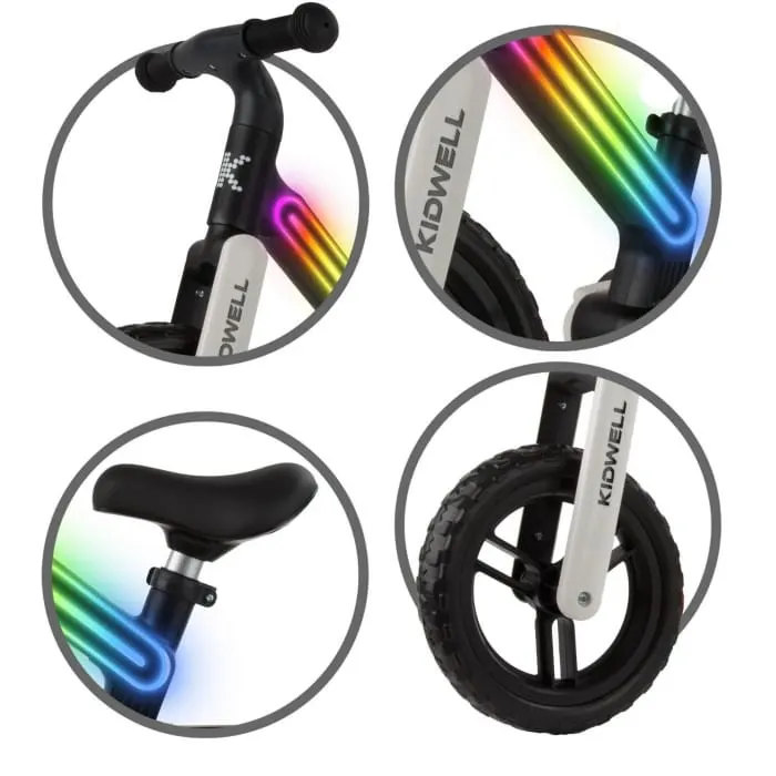 Bicicleta Kidwell SUNO, echilibru, fara pedale, led, alb/negru KID707148 — imaginea 4