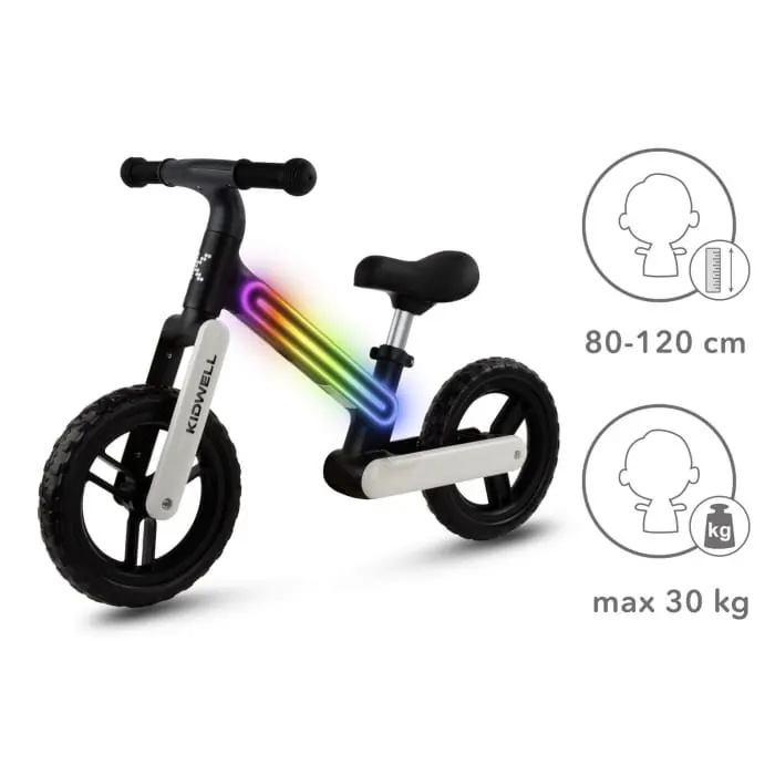 Bicicleta Kidwell SUNO, echilibru, fara pedale, led, alb/negru KID707148 — imaginea 5