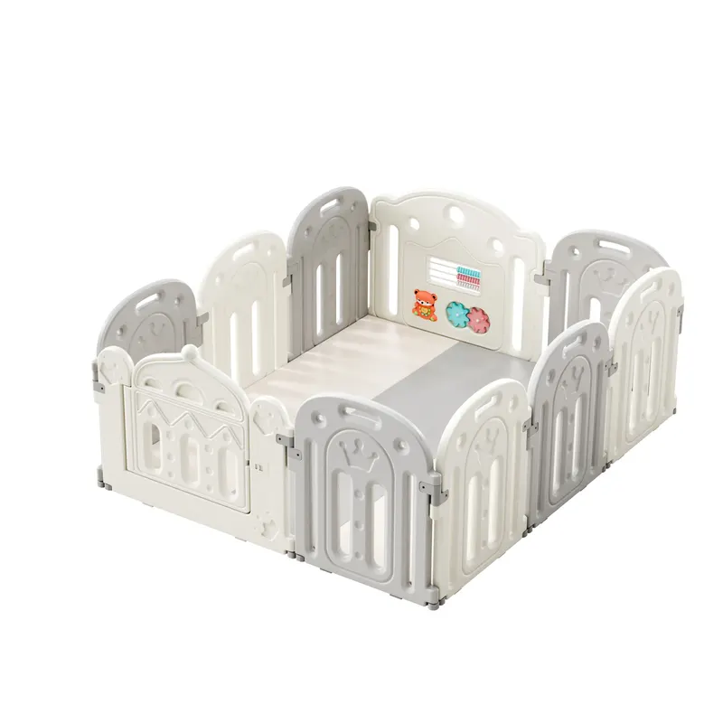 Loc de joaca pentru copii tip tarc, usa acces cu siguranta, accesorii de joaca, pliabil, HDPE, gri