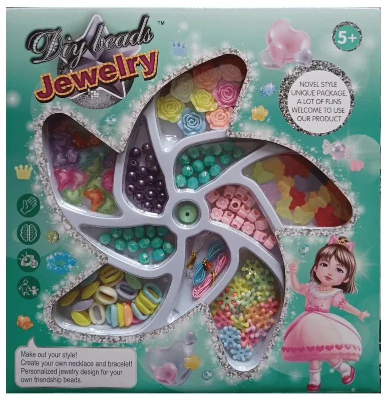 Set pentru Artizanat, Bratari cu Margele, Spirala, Verde, 24x3x25 cm, + 5 Ani