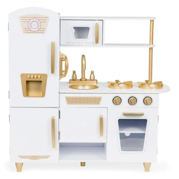 Bucatarie copii XXL Ecotoys, lemn, alb/auriu KID974832 — imaginea 2