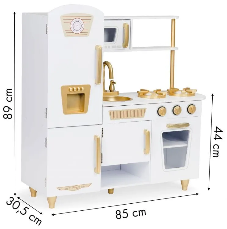 Bucatarie copii XXL Ecotoys, lemn, alb/auriu KID974832 — imaginea 3