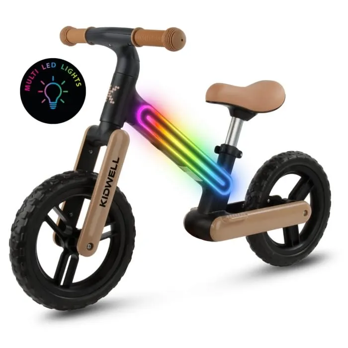 Bicicleta Kidwell SUNO, echilibru, fara pedale, led, bej/negru KID707155