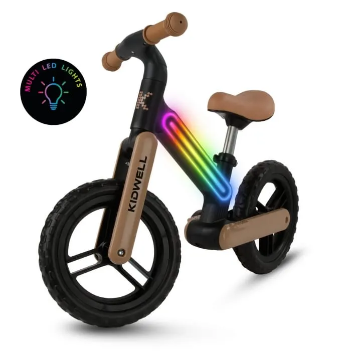 Bicicleta Kidwell SUNO, echilibru, fara pedale, led, bej/negru KID707155 — imaginea 3