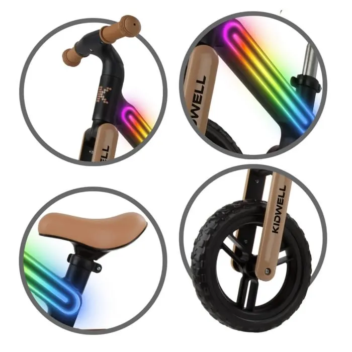 Bicicleta Kidwell SUNO, echilibru, fara pedale, led, bej/negru KID707155 — imaginea 4