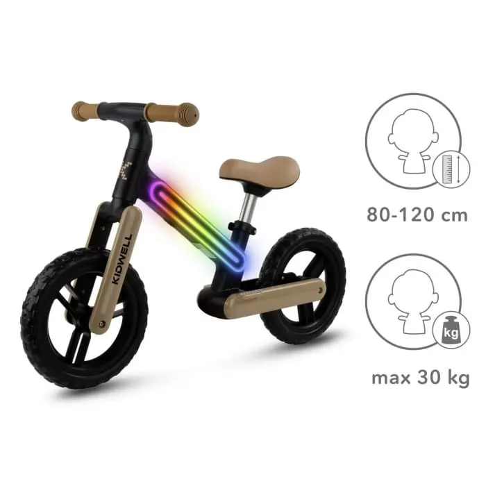 Bicicleta Kidwell SUNO, echilibru, fara pedale, led, bej/negru KID707155 — imaginea 5