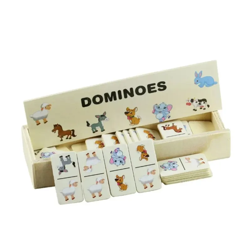 Domino din lemn, 5 tematici, 28 de piese - Animale