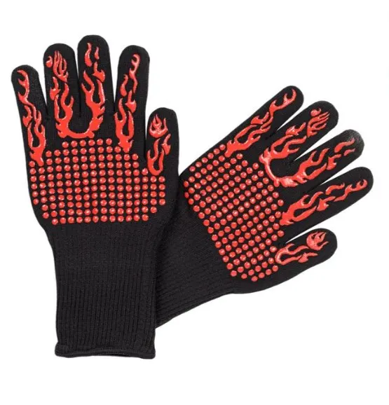 Set 2 manusi siliconate pentru gratar, Marime universala, Negru