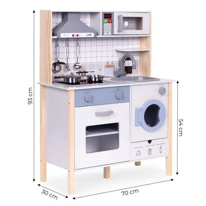 Bucatarie copii Ecotoys, lemn, cuptor, masina de spalat, 5 accesorii, multicolor KID003839 — imaginea 3