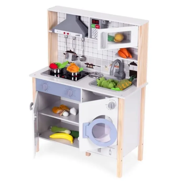 Bucatarie copii Ecotoys, lemn, cuptor, masina de spalat, 5 accesorii, multicolor KID003839 — imaginea 4