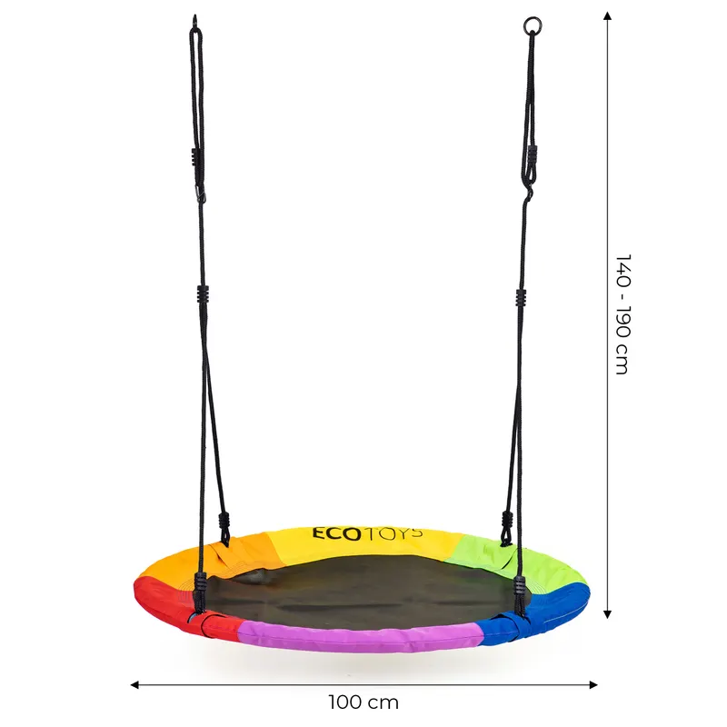 Leagan cuib Ecotoys, 150 kg, 100 cm, reglabil, multicolor KID066866 — imaginea 3