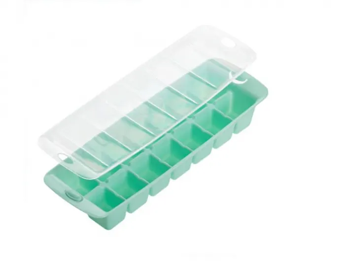 Forma pentru gheata cu capac cu 14 locuri, Plastic, Verde