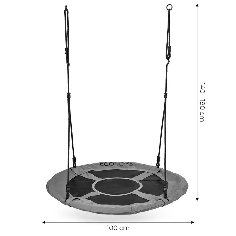 Leagan cuib Ecotoys, 150 kg, 100 cm, reglabil, gri KID001996 — imaginea 3