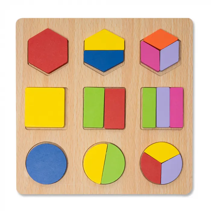 Puzzle 3D din Lemn cu Forme Geometrice Colorate Montessori - RESIGILAT