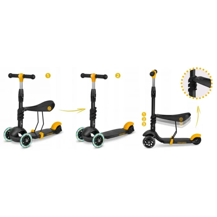 Trotineta Ricokids Cubi, 3 in 1, roti LED, portocaliu/negru KID611682 — imaginea 2