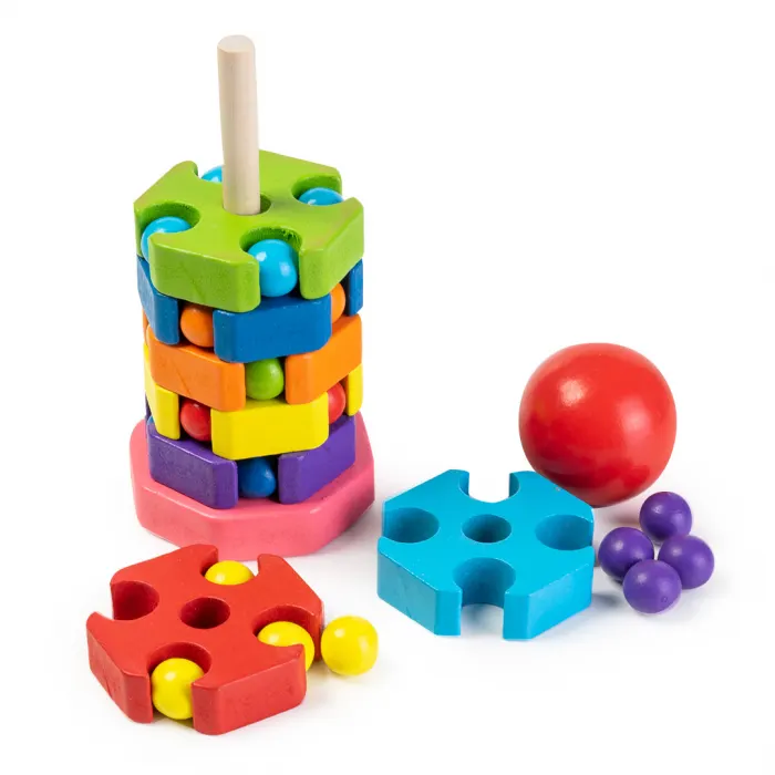 Jucarie din Lemn tip Puzzle - Turn pentru Stivuit Montessori