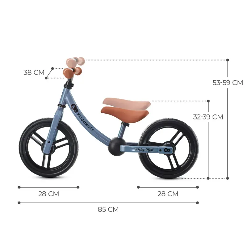 Bicicleta Kinderkraft 2Way Next, echilibru, fara pedale, albastru KID922260 — imaginea 5