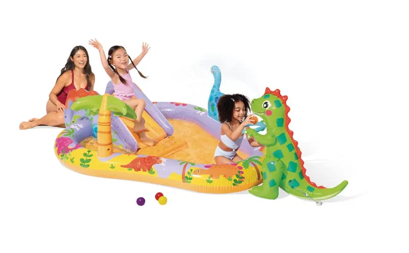 Piscina gonflabila copii Intex 56139 Dino Park, tobogan, fantana arteziana, multicolor KID428628 — imaginea 2