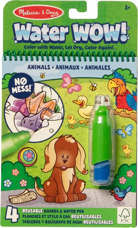 MELISSA AND DOUG CARTE DE COLORAT ANIMALE REUTILIZABILA CU APA WATER WOW
