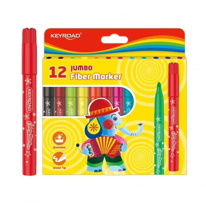 Set 12 carioci lavabile cu varf gros,Keyroad