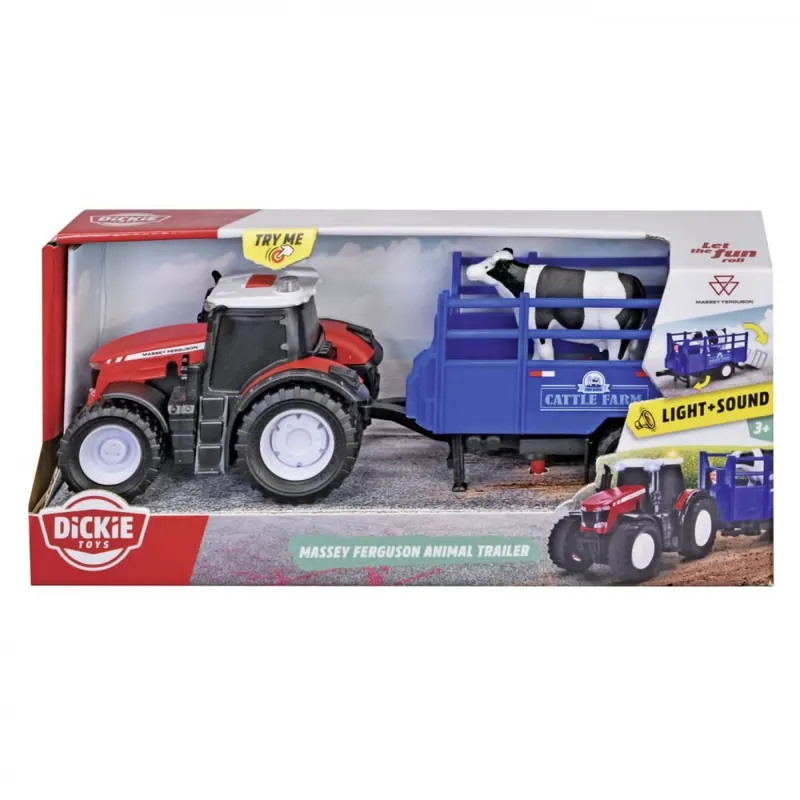 DICKIE MASSEY FERGUSON TRACTOR SI REMORCA CU SUNETE SI LUMINI