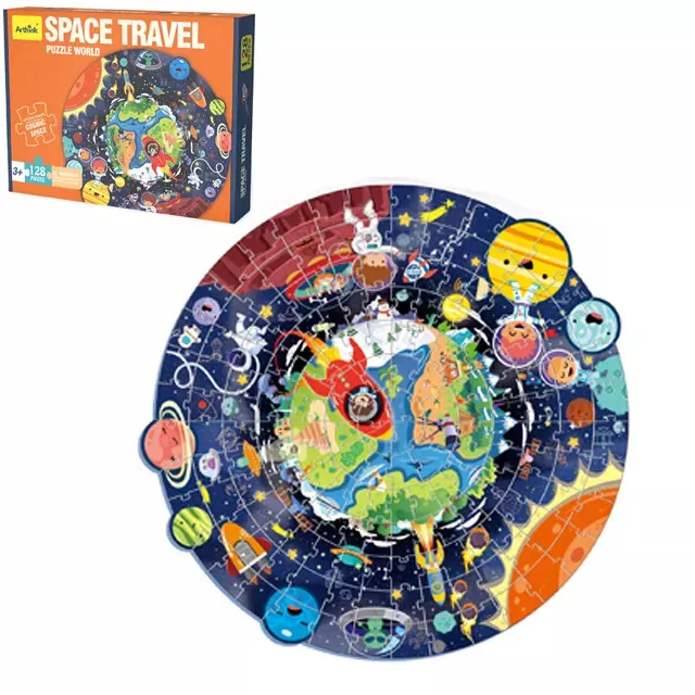 Puzzle Rotund 128 Piese - Aventura Spatiala