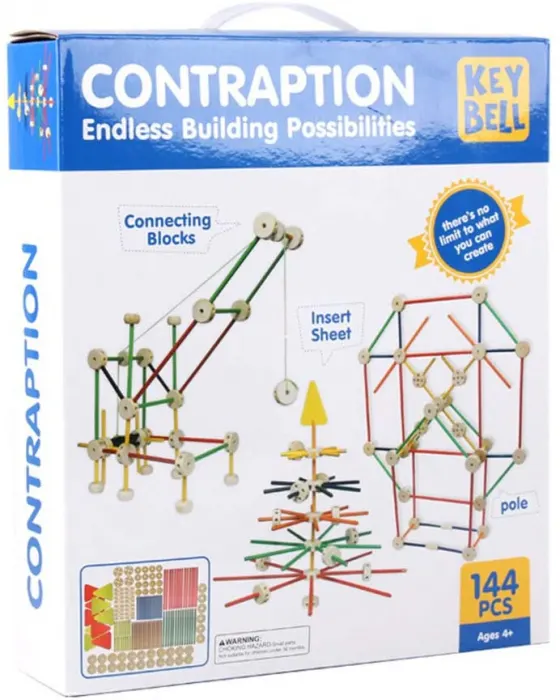 Blocuri si Bete de Constructie din Lemn -144 piese Montessori
