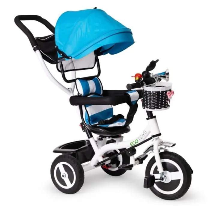 Tricicleta Ecotoys JM-066-9L, sezut rotativ, albatru KID063315