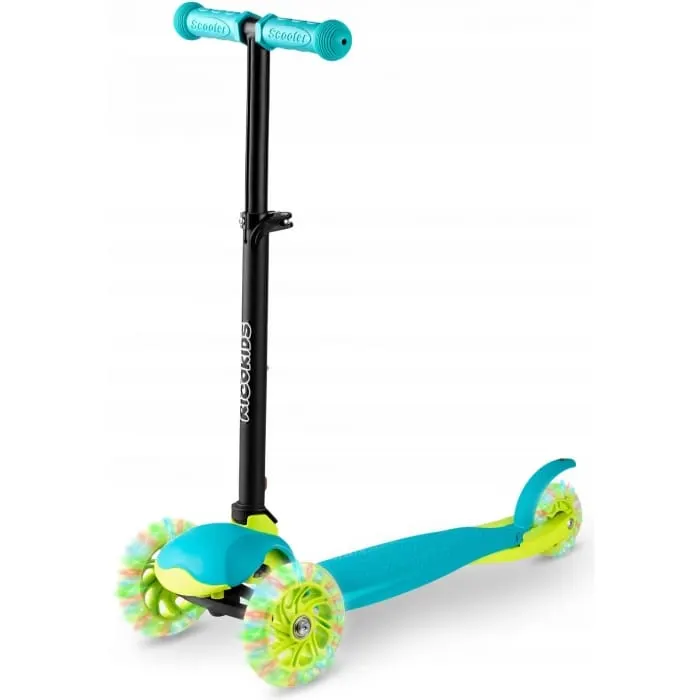 Trotineta Ricokids Loco, ghidon reglabil, roti LED, turcoaz KID604059