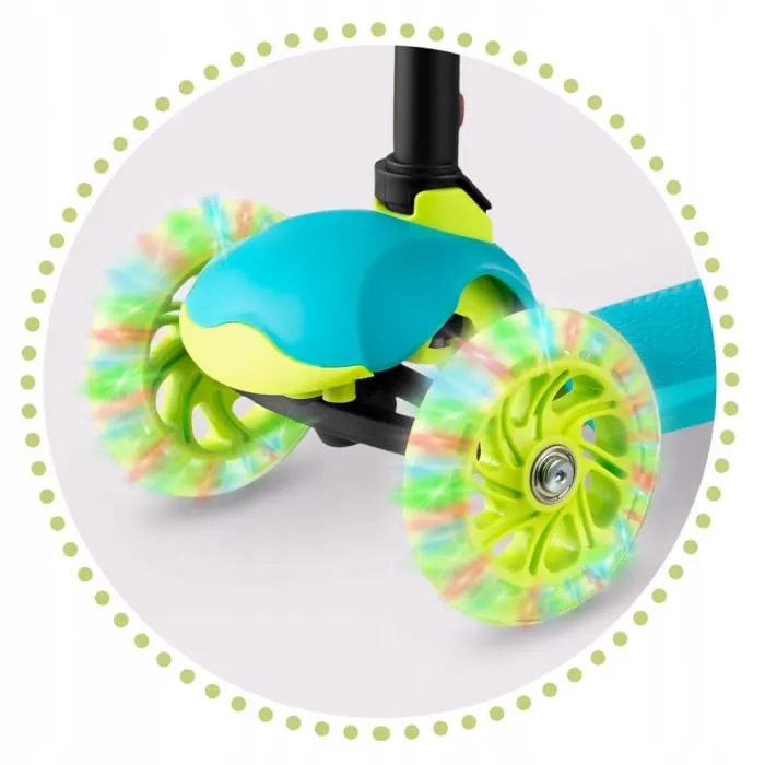 Trotineta Ricokids Loco, ghidon reglabil, roti LED, turcoaz KID604059 — imaginea 2