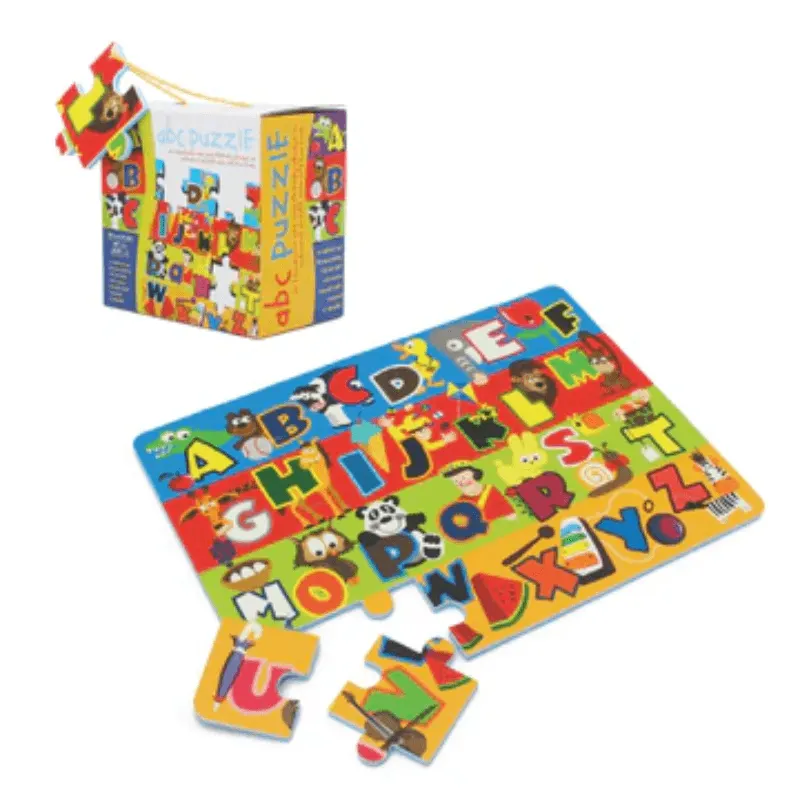 Covor Puzzle LUDIRO, Spuma EVA, Alfabet colorat A-Z cu 24 de Piese, Joc de Invatare Sigur
