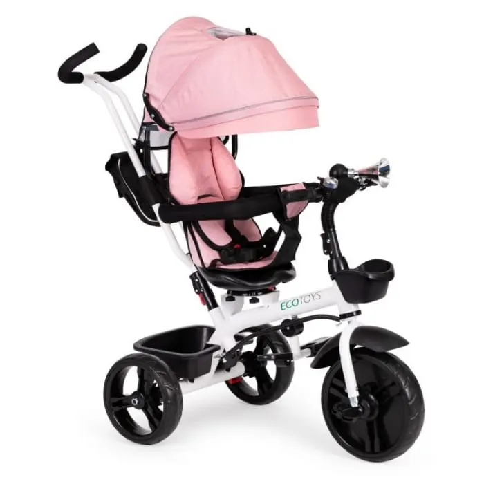 Tricicleta Ecotoys JM-322, scaun reversibil, roz KID974221