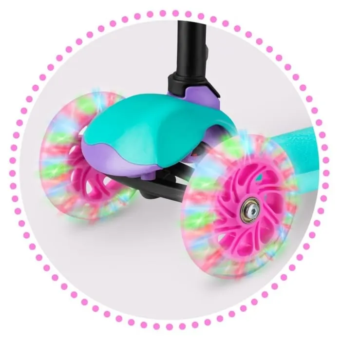 Trotineta Ricokids Loco, ghidon reglabil, roti LED, turcoaz/roz KID605940 — imaginea 2