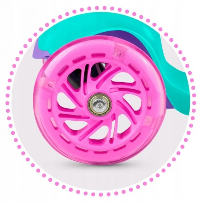 Trotineta Ricokids Loco, ghidon reglabil, roti LED, turcoaz/roz KID605940 — imaginea 5