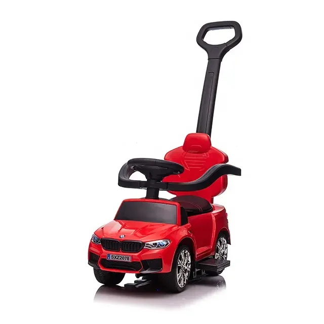 Masinuta cu maner, pentru 1-3 ani, BMW M5, scaun tapitat, roti cauciuc, efecte sonore, maner detasabil, rosie