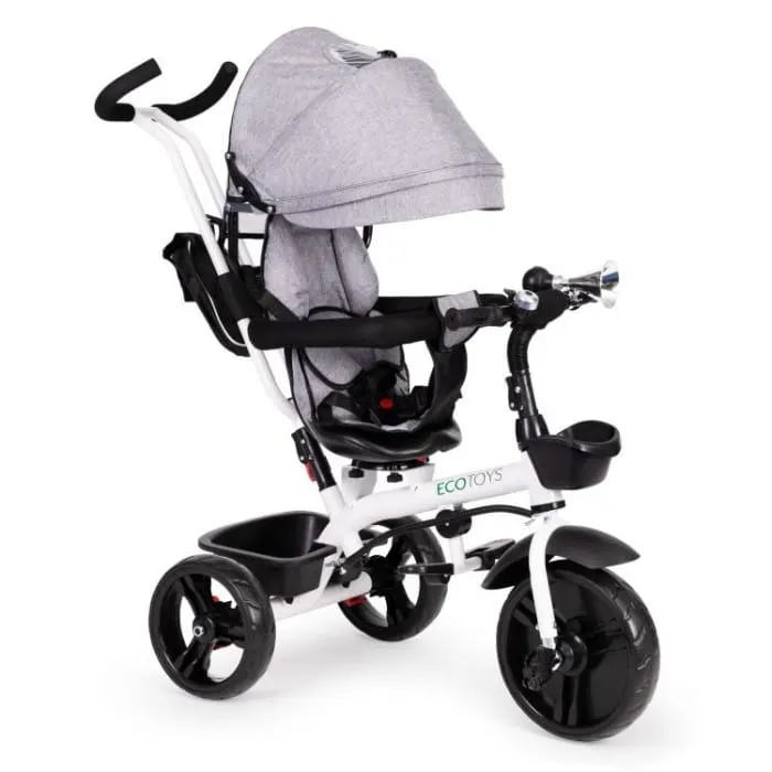 Tricicleta Ecotoys JM-322, scaun reversibil, gri KID789507
