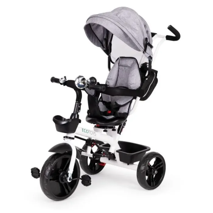 Tricicleta Ecotoys JM-322, scaun reversibil, gri KID789507 — imaginea 2