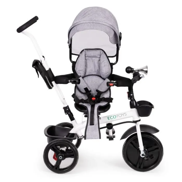 Tricicleta Ecotoys JM-322, scaun reversibil, gri KID789507 — imaginea 3