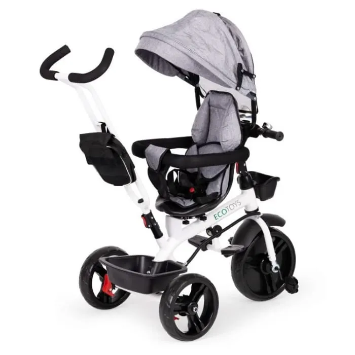 Tricicleta Ecotoys JM-322, scaun reversibil, gri KID789507 — imaginea 4