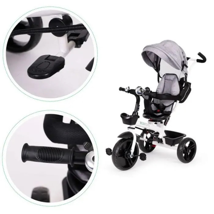 Tricicleta Ecotoys JM-322, scaun reversibil, gri KID789507 — imaginea 5