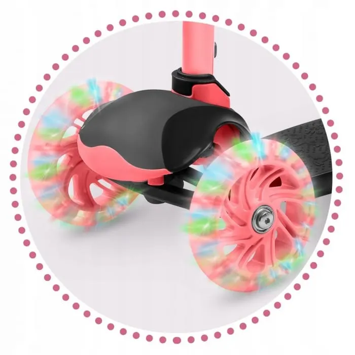 Trotineta Ricokids Loco, ghidon reglabil, roti LED, roz/negru KID611569 — imaginea 2