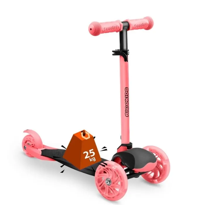 Trotineta Ricokids Loco, ghidon reglabil, roti LED, roz/negru KID611569 — imaginea 5