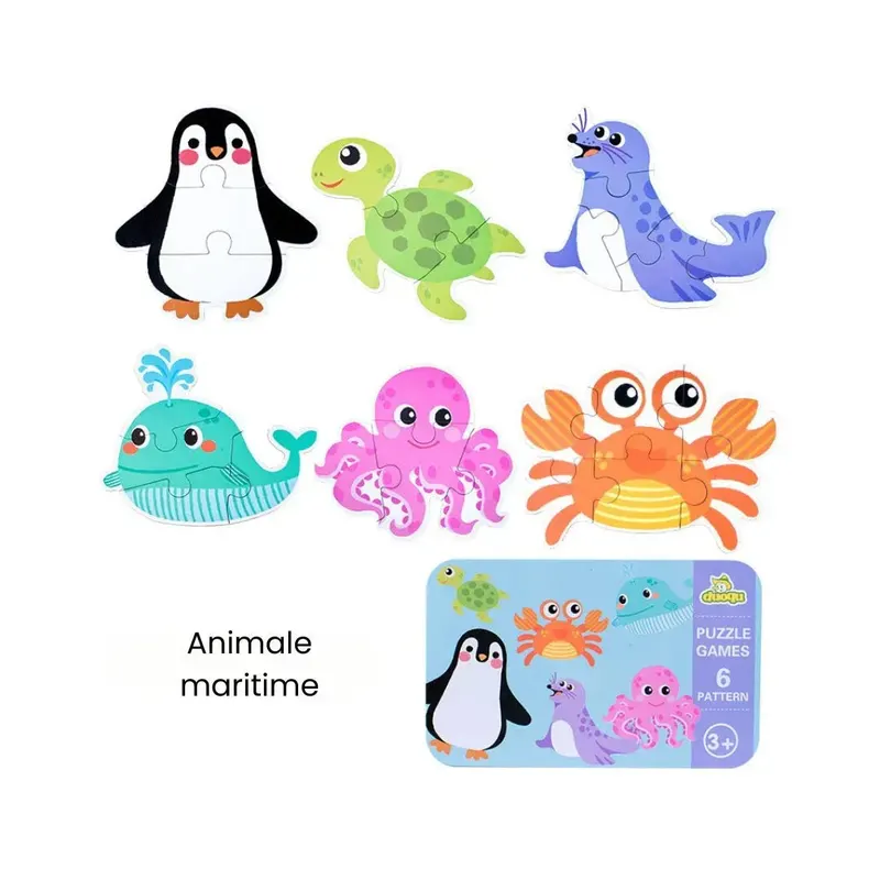 Set din 6 puzzle-uri pentru copii 3 ani+ - Animale Marine