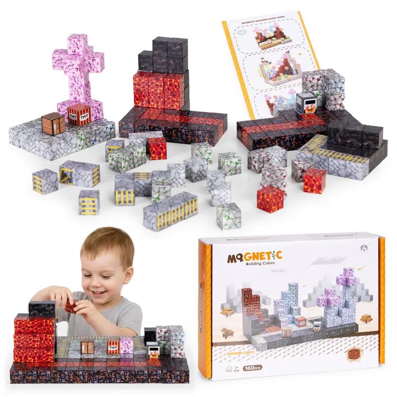 Cuburi magnetice pentru copii, 169 piese, multicolor KID008346