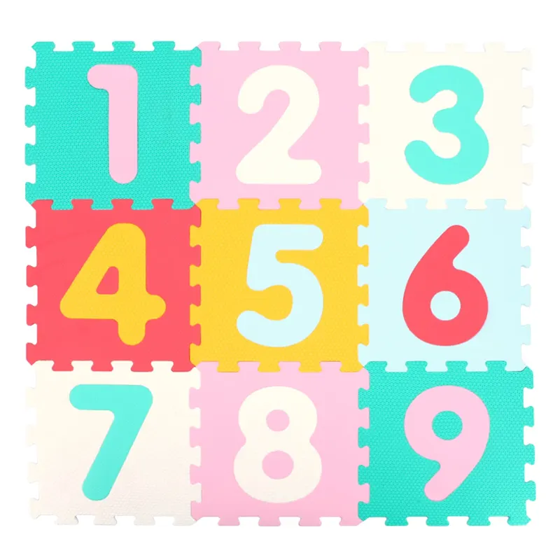 Covor Puzzle Copii LUDIRO cu Cifre Mix 9 Piese, Saltea Joaca din Spuma EVA, Antiderapanta
