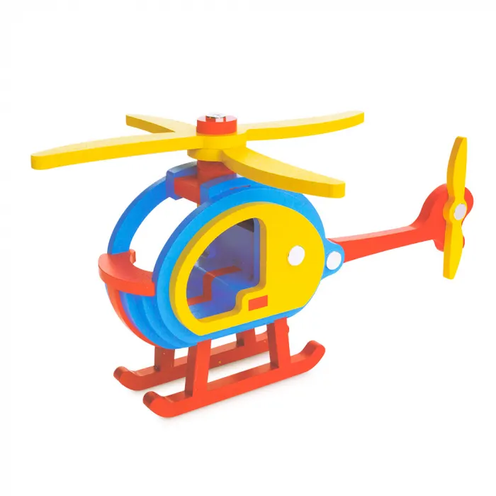 Piese din Lemn pentru Asamblare - 29 Piese - Elicopter