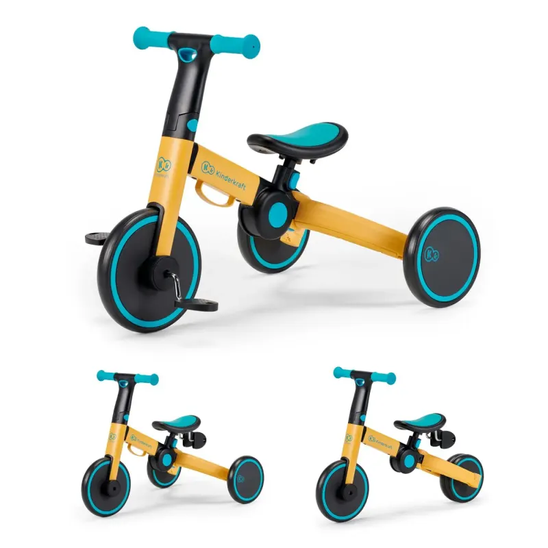 Tricicleta Kinderkraft 4Trike, 3 in 1, echilibru, galben KID916030 — imaginea 2