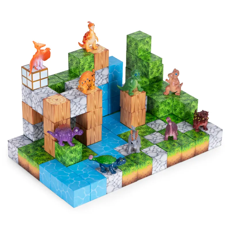 Cuburi magnetice pentru copii, set constructie 114 piese, dinozauri KID008438 — imaginea 2